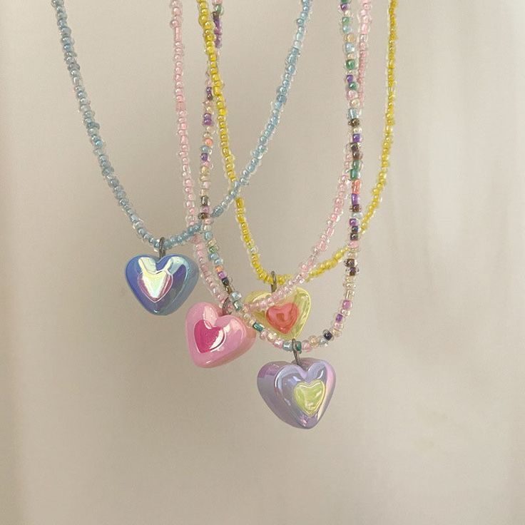 Material: Imitation pearl Color: Blue, Yellow, Purple, Pink Fashion Element: Love Heart/Heart Shape Style: Korean Korean Style Violet Rose, Sweet Necklace, Love Pendant, Style Korean, Yellow Purple, Pearl Color, Watch Necklace, Ring Bracelet, Pink Fashion