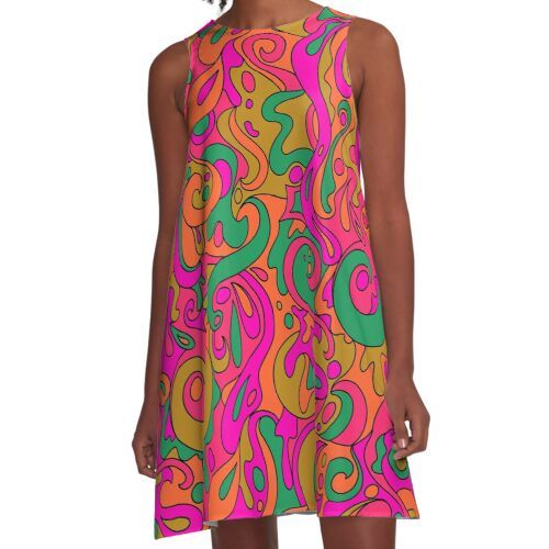 Loose-fit, mid-length sleeveless dress with silky handfeel. Printed on both sides. Machine washable. Size range XS-2XL. Sleeveless Mini Dress With Abstract Print For Spring, Flowy Sleeveless Dress With Abstract Print, Retro Printed Sleeveless Mini Dress, Dress For Sale, Both Sides, Mid Length, Dresses For Sale, Fashion Art, A Line Dress