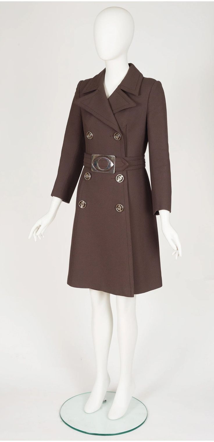 1960s Vintage Space Age Brown Wool Double-breasted Coat - Etsy Luxury Brown Wool Coat With Double Button Closure, Luxury Brown Wool Coat With Button Closure, Luxury Brown Pea Coat With Button Closure, Formal Brown Wool Coat With Double Button, Brown Wool Coat With Double-breasted Buttons For Business, Formal Brown Wool Coat With Double Button Closure, Chic Brown Wool Coat With Double-breasted Button Fastening, Brown Double-breasted Wool Coat With Double Button, Brown Double-breasted Wool Coat For Business