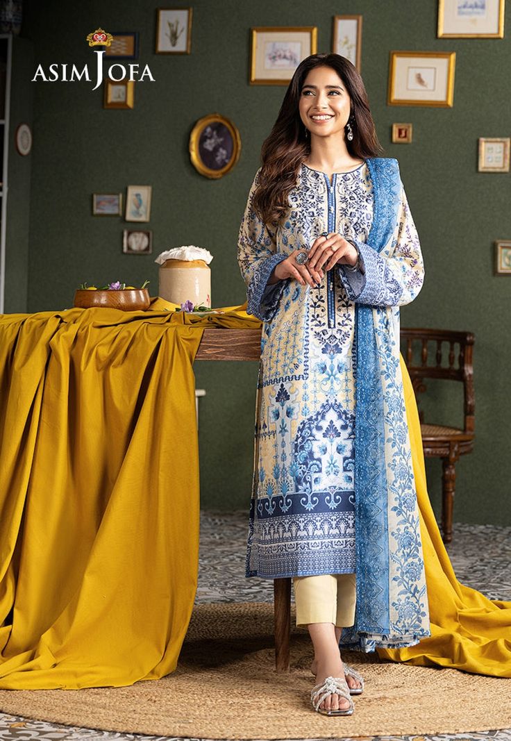 Shirt: Swiss lawn By Pcs: 3 Pcs Trouser: Swiss lawn Dupatta: Indian lawn Color: Yellow Fabric composition: Blended Product Details Dive into the art of Japanese porcelain print in the hues of blue and light yellow making it an artistic piece. Semi-stitched Multicolor Cambric Dress, Long Sleeve Cotton Dress With Dabka Work, Cambric Dresses With Printed Motifs For Wedding, Multicolor Printed Motif Dress In Cambric, Multicolor Printed Motifs Cambric Dress, Multicolor Printed Cambric Dresses, Multicolor Semi-stitched Long Sleeve Dress, Multicolor Cambric Dresses With Printed Motifs, Unstitched Cambric Dress With Dabka Work