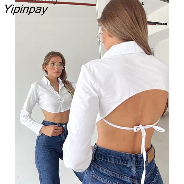 White Shirt Y2k, Shirt Y2k, Female Clothing, Tops Blouse, Phase 2, Sleeve Women, Crop Top Blouse, White Shirt, Women Long Sleeve