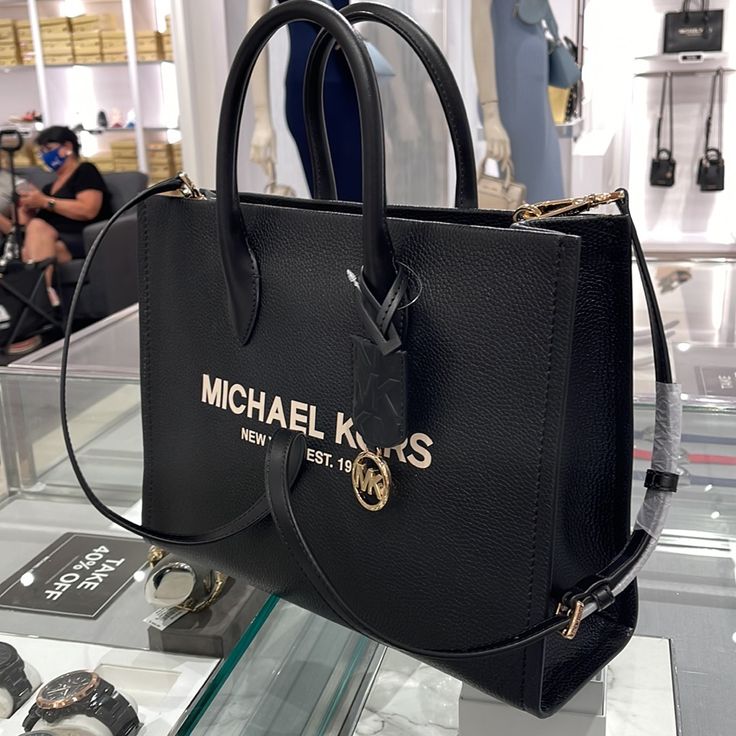 Michael Kors Medium Mirella 35s2g7zt7l Shoulder Tote Bag Black Multi New With The Tag Authentic Description Pebbled Leather 100% Leather Trim 1: 60% Polyurethane/20% Cotton/20% Polyester Gold-Tone Hardware Interior Details: Back Zip Pocket, Front Slip Pocket Lining: 100% Polyes Handle Drop: 4.5” Adjustable Strap: 15”-25” 13.75”W X 10.75”H X 4.75”D Excluded Official Brand's Dust Bag, Box And Paper Bag Mk Bags Michael Kors Totes, Mk Bags Michael Kors, Mk Tote Bag, High End Handbags, Bags Michael Kors, Mk Bags, Tote Bag Black, Medium Tote, Shoulder Tote Bag