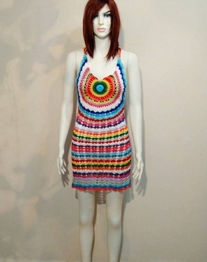 Granny Square Afghan Crochet Dress 🧿🧿 Colorful Afghan dress knitted with 100% cotton thread. 💯 It is a great pleasure for me to knit this lovingly knit dress in the size and height you want.⬅️⬇️➡️ A dress suitable for every concept, whether in daily life, on the beach or on the beach.  *The product should not be washed with bleach; Only colored and mild detergent should be used. *Hand wash up to 40ºC. *Wash on delicate cycle up to 30 C. *Do not iron. *Drum drying, low heat. *Do not dry clean. Crochet Colorful, Crochet Granny Square Afghan, Afghan Dress, Granny Square Afghan, Colorful Dress, Afghan Dresses, Afghan Crochet, Crochet Summer, Dress Crochet