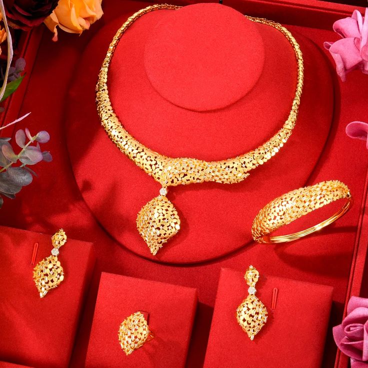 Luxury Original Jewelry Sets Earrings Necklace Bangle Ring 4PCS For Women Bride Wedding Jewelry Origin: Mainland China Metals Type: Copper Style: TRENDY Included Additional Item Description: Bangle+Earrings +Necklace+Ring Occasion: Wedding Shape\pattern: Geometric Gender: Women Material: Cubic Zirconia Fine or Fashion: Fashion Jewelry Sets Type: Necklace/Earrings/Ring/Bracelet Item Type: Jewelry Sets Included Additional Item Description: Bangle+Earrings +Necklace+Ring Model Number: 3256803455970180 Main Stone: Cubic Zirconia/Crystal Style: African / Nigerian / Indian/ Dubai/Korea/Russia Suitable For: Women /Girl/ Actor/ Dancer/ Bridal Environment Standard: Lead ,Nickel free Gift for: Lover/Daughter/Sister/Girlfriend/Mother Occasion: Wedding/Engagement/Anniversary/Dance party/Stage Performa Wedding Jewelry With Metal Plating, Silver Plated Bridal Sets As Gift, Adjustable Plated Jewelry For Wedding, Gold Plated Bridal Sets Gift, Costume Jewelry Metal Bridal Sets, Gold Plated Round Bridal Sets As Gift, Metal Jewelry For Wedding, Elegant Metal Bridal Sets As Gift, Elegant Metal Bridal Sets For Gift