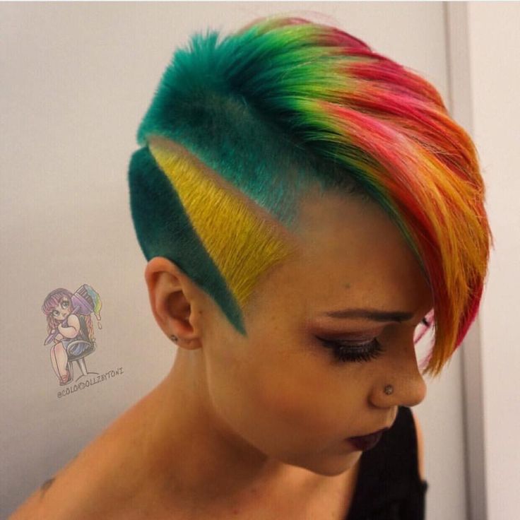 Neon Hair Color, Rainbow Hair Color, Creative Hair Color, Neon Hair, Hair Color Crazy, Haircut Designs, Undercut Hairstyles, Shaved Hair, Rainbow Hair