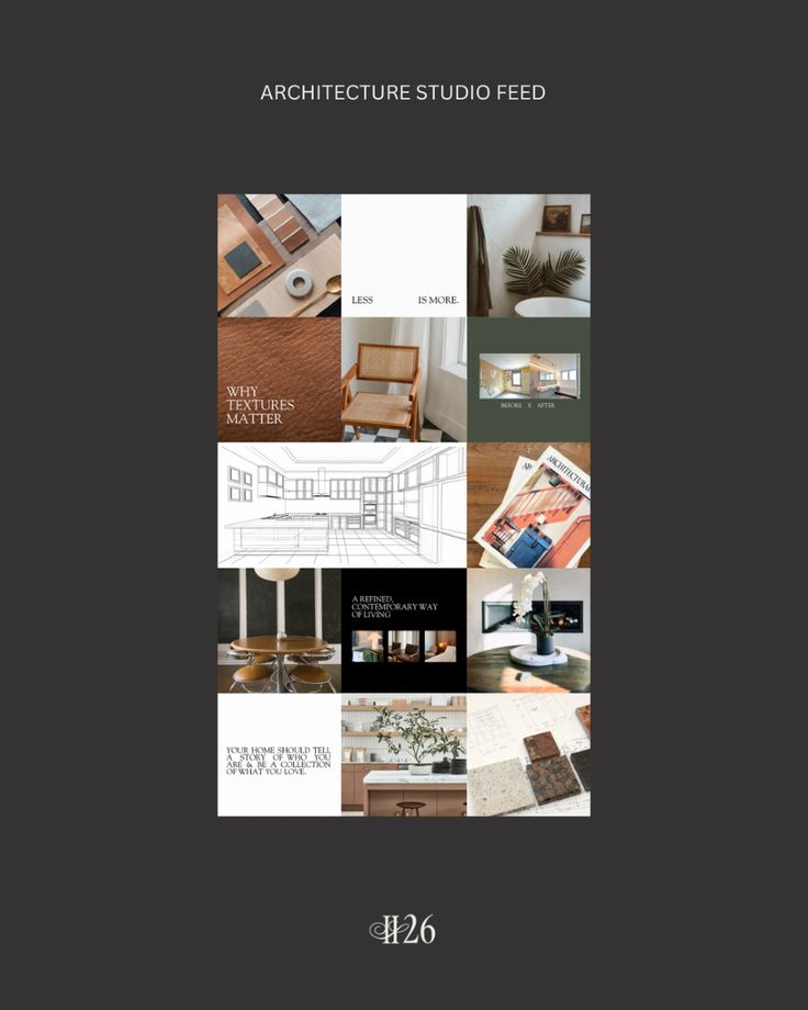 the architecture studio feed page is shown in this image, it shows an assortment of furniture and