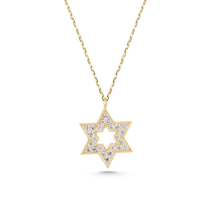 The Star of David was created to protect you in every way and symbolizes God's power and protection. Meanwhile, a touch of elegance will not go unnoticed. Love your loved ones any day with a small 14K gold Star of David necklace. DETAIL * Made to order. * 100% 14K Solid Gold * Gold Color Selection: Yellow Gold, Rose Gold, White Gold * Pendant Lamp Height: 15 mm / 0.59 inch * Pendant Width: 12 mm / 0.47 inch * Length: 14", 16", 18", 20" (I have a little note in the photos that may help you.) * Ready to Ship in 1-3 Business Days * 100% sourced from the USA * Free Express International Shipping * Free returns within 14 days from order date A B O U T ∙ U S * All customization is done by hand. Because it's better this way. * 100% Ethically Sourced, USA raw materials * Our beautiful packaging wa 14k White Gold Star Of David Necklace, Symbolic 14k Gold Star Of David Jewelry, 14k Gold Celestial Star Of David Jewelry, Spiritual Yellow Gold Necklace With Star Charm, 14k Yellow Gold Star Of David Necklace, Yellow Gold Star Of David Necklace, 14k Gold Star Of David Necklace For Anniversary, Luxury Star Of David Necklace For Anniversary, Fine Jewelry Star Of David Necklace With Star Charm