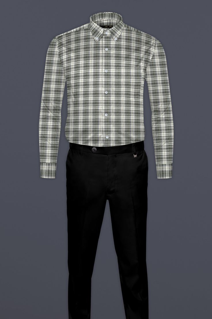 Step into sophistication with our Merlin Green Checks Plaid Twill Premium Cotton Shirt. Crafted from high-quality Twill Cotton fabric, it boasts a classic Button-Down collar for a refined touch. The timeless checks plaid pattern in shades of green adds a dash of elegance to your ensemble. Versatile and stylish, this shirt is perfect for both casual and semi-formal occasions, offering a polished yet relaxed look. Fused collar and cuffs, collar stand and flat felled side seams provide structure an Plaid Spread Collar Shirt For Business Casual, Business Casual Plaid Shirt With Spread Collar, Classic Plaid Fitted Shirt, Classic Plaid Dress Shirt For Work, Classic Fitted Plaid Shirt, Plaid Fitted Classic Shirt, Classic Plaid Shirt With Spread Collar, Plaid Button-up Business Tops, Business Plaid Button-up Top