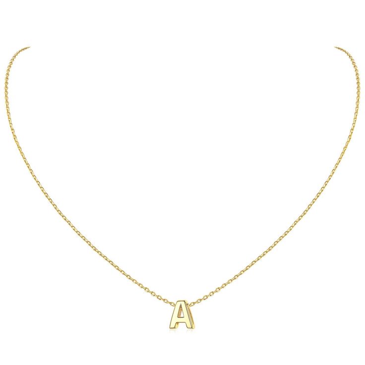 PRICES MAY VARY. CLASSIC FASHION NECKLACE -- This small letter necklace look very elegant with sweet and special design, beautiful for everyday wear or special occasion. If you have a "A" on your first name or last name, or it represents a special someone in your life, just buy this meaningful monogram necklace. STERLING SILVER NECKLACE -- Hypoallergenic 14k gold plated sterling silver, passed strict skin test grants allergy free, nickel-free, these tiny initial necklaces are safe for skin. NECK Trendy Initial Necklace For Mother's Day Gift, Trendy Initial Pendant Necklaces For Gifts, Trendy Initial Necklace With Delicate Chain For Gift, Trendy Initial Necklace With Delicate Chain As A Gift, Yellow Gold Letter Necklaces For Gifts, Letter Shaped Yellow Gold Necklaces For Gifts, Yellow Gold Letter Necklace For Gifts, Yellow Gold Letter Necklace Gift, Trendy Initials Necklaces As Gifts