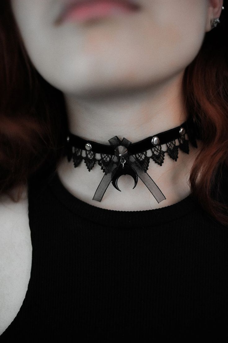 Lunula Lace Choker / Crescent Moon Choker / Celestial Necklace - Etsy Vampire Style Choker Necklace For Halloween, Vampire Style Halloween Choker Necklace, Halloween Vampire Choker Necklace, Gothic Choker Necklace For Halloween, Handmade Gothic Choker Jewelry, Adjustable Choker Necklace For Halloween, Adjustable Black Vampire Style Necklaces, Adjustable Black Vampire Necklace, Black Vampire Style Choker Necklace