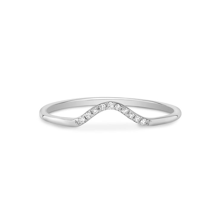 This delicate curved stacking band is a perfect addition to any ring stack and compliments a solitaire very well. This beauty can also be worn on its own for a dainty look. This ring features ten VS2 Diamonds and is handmade in 14K Gold. Celestial Crystal, Stacking Bands, Vs2 Diamond, Ring Stack, Sea Inspired, Engagement Ring Wedding Band, Stacking Rings, Very Well, Wedding Ring Bands