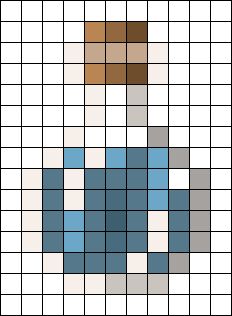 an image of a man's face made up of squares in blue, brown and white