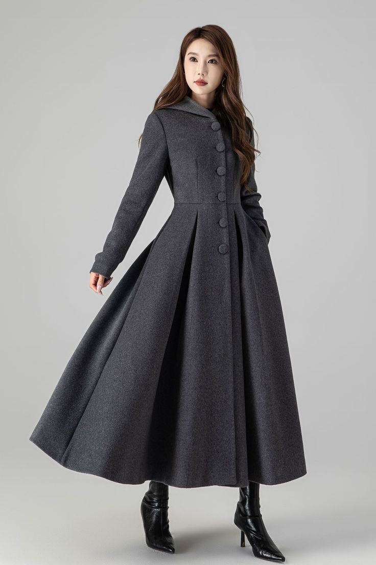 This made-to-measure gray long hooded swing wool coat, crafted with an eye for detail and a commitment to excellence. 

SKU 4507
Link in bio

#WomenWear #CustomFashion #hoodedcoat #woolcoat #womencoat #longcoat #swingcoat #highwaistcoat #customcoat  #Xiaolizihandmade Formal A-line Wool Coat For Fall, Elegant Double-breasted Wool Coat, Elegant Long Wool Coat Solid Color, Elegant Long Wool Coat In Solid Color, Elegant Long Wool Coat With Buttons, Chic A-line Wool Outerwear, Formal Wool A-line Outerwear, Elegant Gray Wool Coat With Buttons, Elegant Long Gray Wool Coat