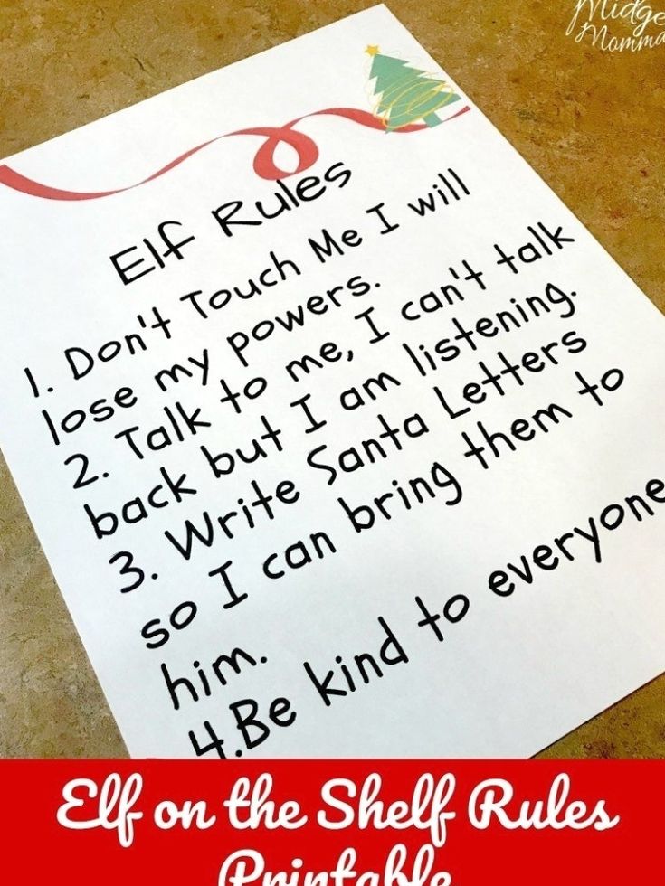 elf on the shelf rules printable for kids to use in christmas crafts and activities