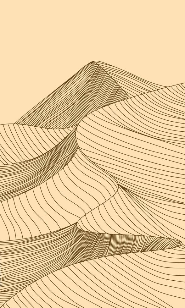 A drawing of a desert with a mountain range in the background. Mountain Ranges Drawing, Desert Line Drawing, Sand Illustrations, Mountain Range Drawing, Mountain Graphic Design, Desert Vector, Desert Waves, Graphic Mountain, Desert Drawing