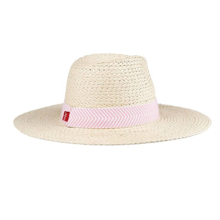 Elevate your sunny-day ensemble with the Levi's Women's Herringbone Band Wide Brim Straw Hat in a chic pink hue. This stylish accessory is designed to blend functionality with fashion, offering ample sun protection and a touch of elegance.

- Material: Lightweight straw
- Color: Pink
- Gender: Female
- Age Group: Adult
- Features: Wide brim for sun protection, herringbone band detail

Perfect for pairing with a breezy sundress or as a chic complement to your beach attire, this hat not only shiel Adjustable Pink Straw Hat With Uv Protection, Pink Fedora Straw Hat For Summer, White Straw Hat For Spring Travel, Casual Pink Sun Hat For Summer, Pink Straw Hat For Summer, Pink Sun Hat For Beach Travel, Chic Pink Straw Hat For The Beach, Chic Pink Straw Hat For Summer, Pink Straw Sun Hat For Summer