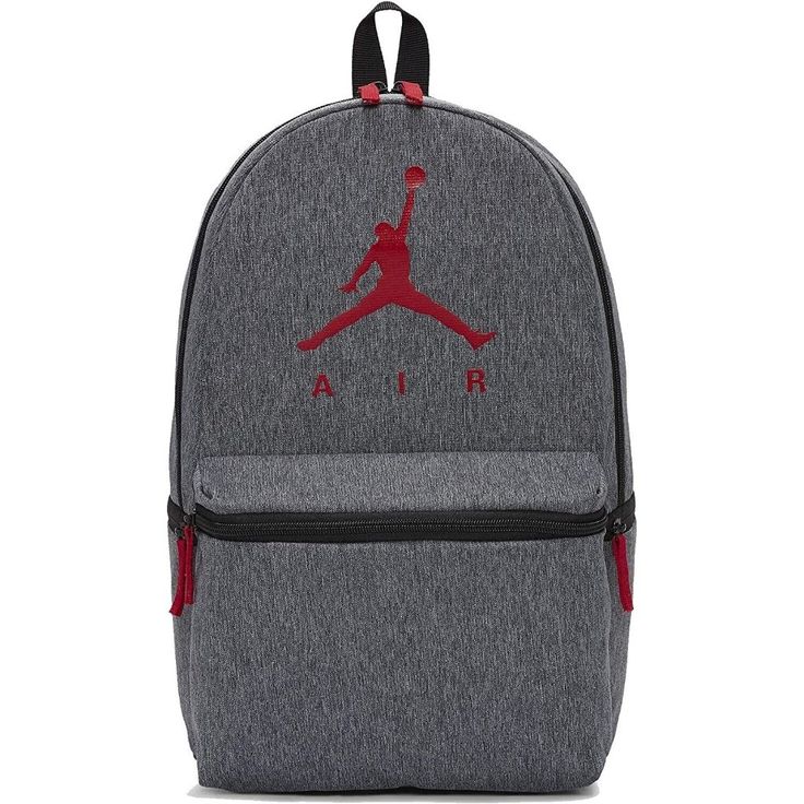 Nike Air Jordan Jumpman Kids Backpack School Sport Grey Red Black 9b0462-R61 B20 Jordan Lifestyle Graphic Backpack Adjustable Shoulder Straps Featured Mesh Cushioning Placed On The Back For Support And Comfort Pocket Holding Included On The Side 18"H X 12"W X 6"D Sporty School Bags With Logo, Back To School Travel Backpack With Logo, Red Backpack For Streetwear, School Nylon Bag With Logo, School Nylon Bags With Logo, Red Bag For Back To School Streetwear, Casual Bags With Logo For Outdoor Activities, Red Bags For Back To School Streetwear, Casual University Red Bag For Everyday Use