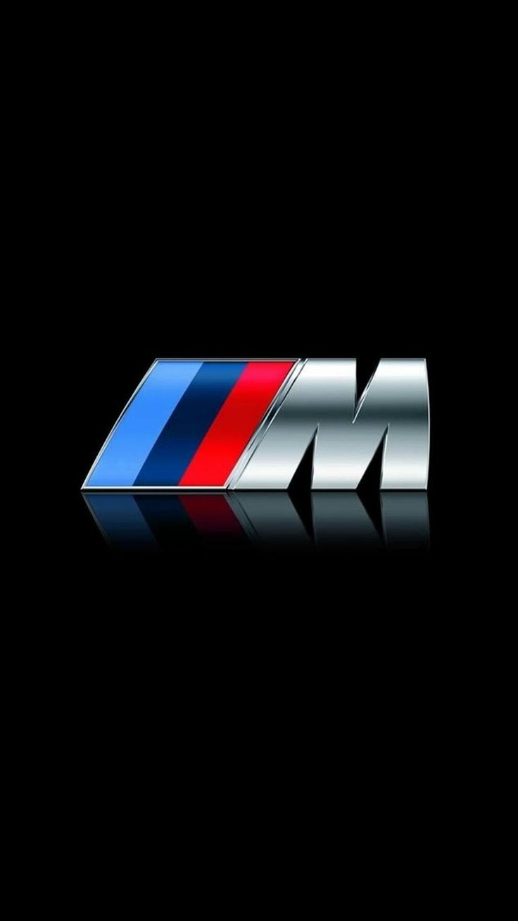 the bmw m logo is shown on a black background