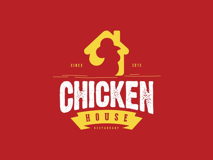 the chicken house logo on a red background