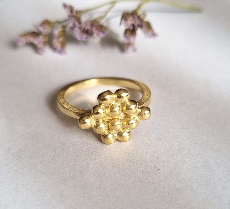 Bunch of grapes ring, gold plated ring, handmade ring, designer ring, vintage ring, dainty ring, delicate gold ring, gift ring for girls A delicate band decorated with a handmade bunch of grapes top, which was designed in a vintage style. Dimensions: The top size is 1.25x1 cm (0.5x0.4 inches) It is available in multiple sizes. Please choose at checkout. This delicate gold ring is available both in 14k gold plating and sterling silver and a beautiful gift ring for girls and bridesmaid. It can als Handmade Delicate 14k Gold Rings, Delicate Handmade 14k Gold Rings, Handmade Elegant 14k Gold Stackable Rings, Handmade Yellow Gold Stackable Open Rings, Elegant Handmade 14k Gold Stackable Rings, Elegant Handmade Yellow Gold Stackable Rings, Handmade Yellow Gold Stackable Rings With Open Ring Shape, Handmade Yellow Gold Stackable Rings With Open Ring Design, Handmade Recycled Gold Promise Ring