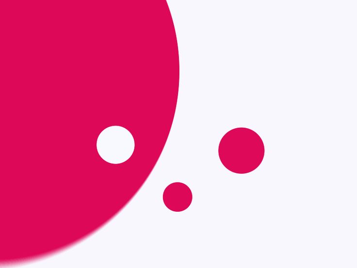 a pink and white background with circles on the bottom right corner, one circle has three dots in it