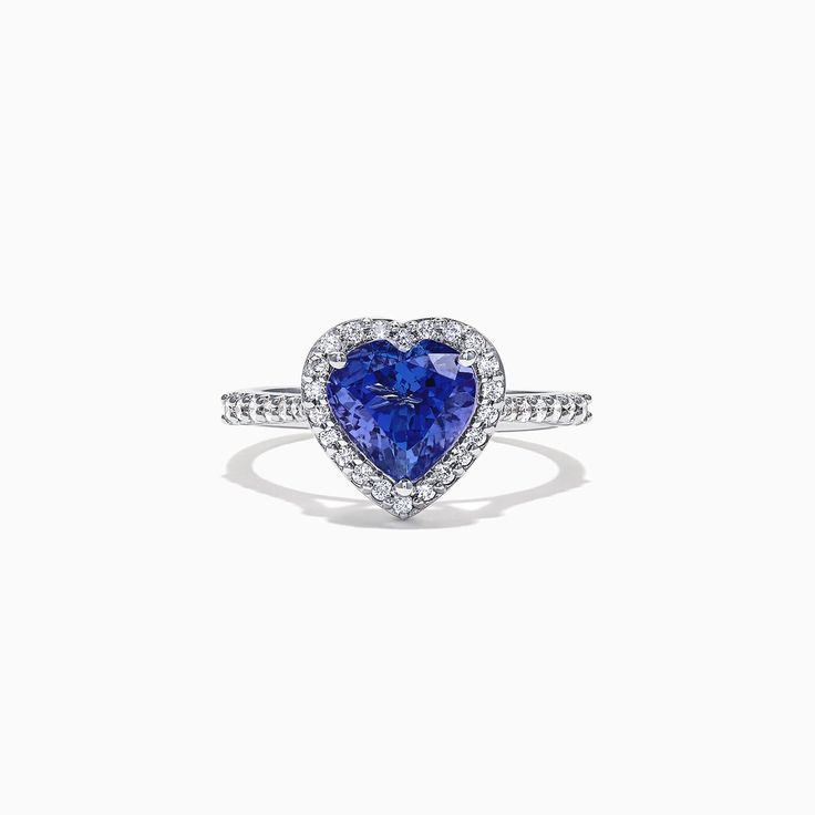 Effy Tanzanite Royale 14K White Gold Tanzanite and Diamond Heart Ring, 2.38 TCW Heart Cut Tanzanite Jewelry For Anniversary, Formal Sapphire Heart-shaped Rings, Heart Shaped Sapphire Rings For Formal Occasions, Tanzanite Trillion Cut Ring For Anniversary, Trillion Cut Tanzanite Ring For Anniversary, Elegant Heart Shaped Sapphire Ring For Formal Occasions, Formal Heart Cut Heart Ring With Halo Setting, Classic Sapphire Heart Cut Rings, Formal Heart Cut Sapphire Rings