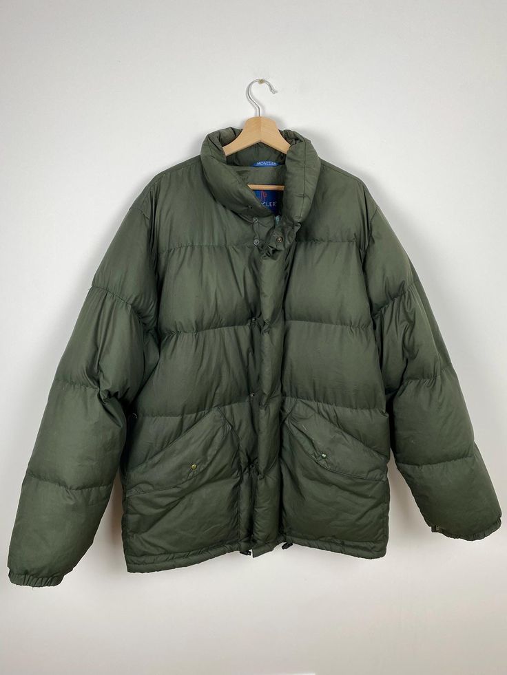 Moncler Green Puffer Jacket. Size: XL Condition: perfect Material: Polyester for the fabric and goose for the lining. ------------------------------------------------------------------ SHOP POLICIES AND GENERAL INFO: Please check measurements or ask any questions BEFORE your purchase. Please check detailed description. All items have a history and ParisVintagePro strives to choose only items that are in very good used condition. Irregularities or slight signs of wear might be present. Color repr Winter Khaki Puffer Jacket For Outdoor Activities, Khaki Puffer Jacket For Winter Outdoor Activities, Winter Puffer Jacket For Outdoor Activities In Khaki, Khaki Puffer Jacket With Pockets For Cold Weather, Green Puffer Jacket For Fall Outdoor Activities, Solid Insulated Long Sleeve Outerwear, Khaki Long-sleeve Puffer Jacket For Cold Weather, Green Puffer Jacket With Pockets For Outdoor Activities, Olive Winter Outerwear For Cold Weather