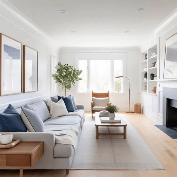 a living room filled with furniture and a fire place