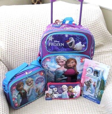 Frozen 16" Rolling Backpack,Lunchbox,Pencil Pouch,4pc Stationary Set Combo-VER2A | eBay Kids Travel Bags, Roller Backpacks, Rolling Backpack, Disney Princess Frozen, Stationary Set, Travel Brand, Insulated Lunch Box, Pokemon Pikachu, Disney Frozen Elsa