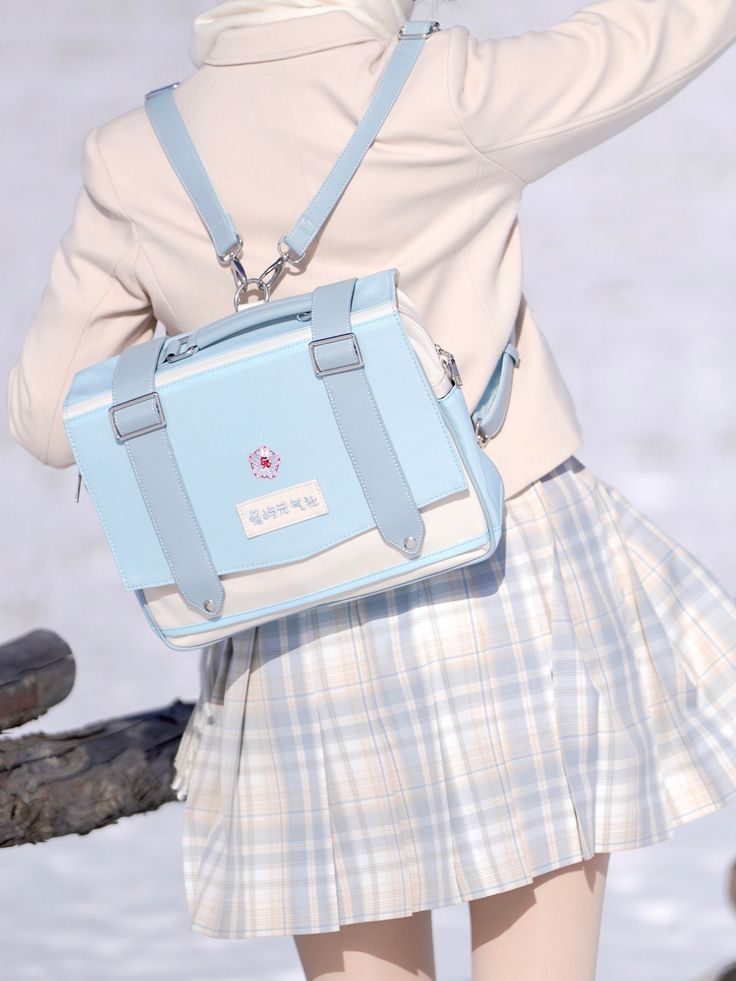 Features: 3 ways JK uniform satchel bag cute japanese 14 inch messenger bag school backpack bags for high school.  Attention: This price includes a bag only, others are not included.   	 		 			Size 			Free Size 		 		 			Height 			25 		 		 			Length 			32 		 		 			Depth 			9 Harajuku-style Backpack With Large Capacity, Harajuku Satchel Backpack, Kawaii Rectangular Satchel For School, Kawaii Rectangular School Satchel, Cute Shoulder Bag Satchel For Back To School, Cute Shoulder Satchel For Back To School, Cute School Satchel Shoulder Bag, White Rectangular Laptop Bag For School, Cute Shoulder Bag For Back To School