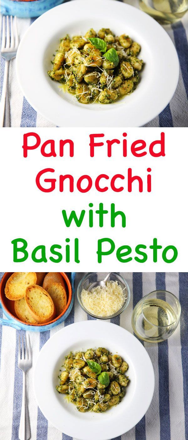 pan fried gnocchi with basil pesto and parmesan cheese on the side