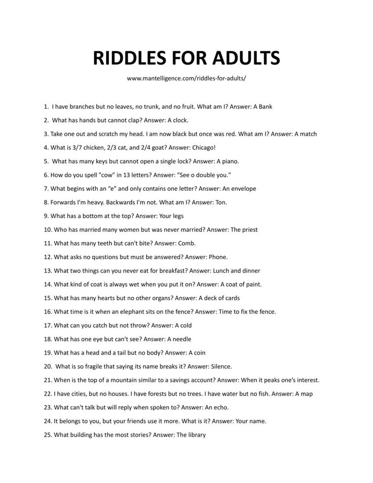 riddles for adults with answers in english