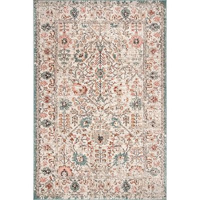 There is nothing more beautiful than a classically designed rug! Our Vintage Floral Lenore Area Rug will fill any room with its charming style and colors. Rug measures 7 ft. 10 in. in length x 10 ft. in height Crafted of polypropylene Machine made construction All over floral pattern Hues of orange, cream, gray, and green Rug pad not included Made in the Turkey Care: Vacuum regularly. Blot spills with a mild detergent and clean cloth. Not safe for outdoor use. This item is available at Kirklands.com only, not available in stores. Please note: this item cannot be shipped to APO/FPO addresses. | Vintage Floral Lenore Area Rug, 7x10, multicolor, 7x10 , Polypropylene | Kirkland's Home Area Room Rugs, Floral Area Rug, Affordable Rugs, Target Rug, Floral Area Rugs, Transitional Area Rugs, Synthetic Materials, Cow Hide Rug, Vintage Area Rugs