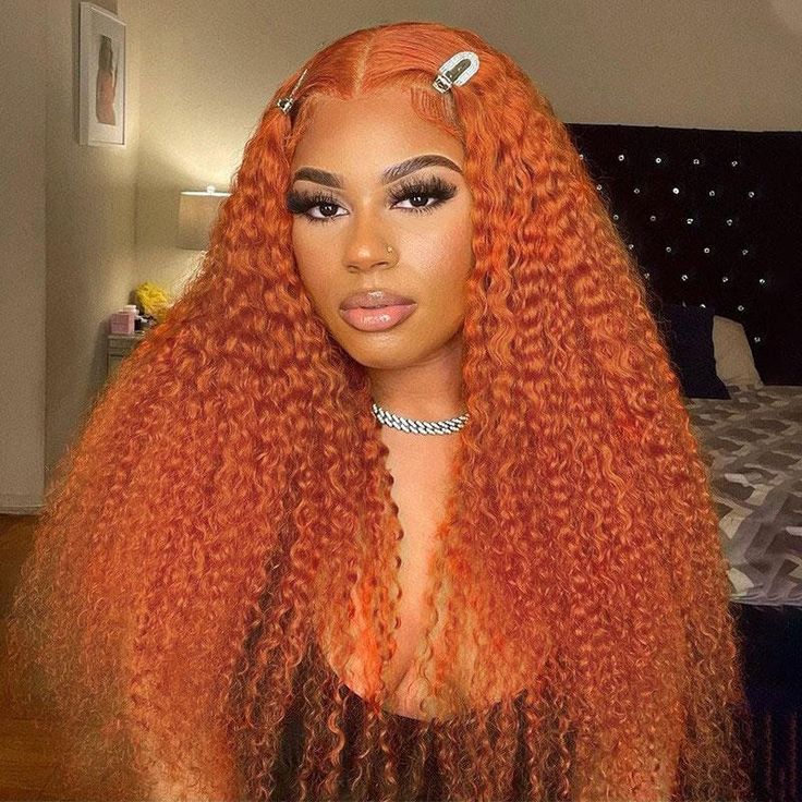 Wigs Style: Jerry Curl Lace Style: 4x1 Lace Part Wigs Density: 150% Hair Material: 100% Virgin Human Hair Hair Color: Ginger Orange Color 88J Texture: Curly Hair wigs, Soft, Comb Easily, Minimal Shedding, No Tangling Shipment: USPS Express 1-3 days; USPS 3-5 business days; DHL/FedEx/UPS 4-6 business days; To UK 5-10 business days; (APO/FPO takes 7-15 days) Special Features: Can Be Straighten and Restyled Auburn Color, Hair Color Orange, Textured Curly Hair, Ginger Hair Color, Curly Hair Wig, Curly Human Hair Wig, Curly Lace Front Wigs, Human Virgin Hair, Colored Wigs