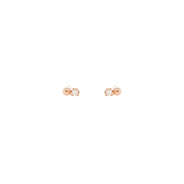 14k gold single bead and diamond stud earrings SPECIFICS• sold as a pair or single• white diamonds .02 ctw single, .04 ctw pair Classic 14k Gold Earrings With Diamond Eyes, Minimalist Diamond Eyes Earrings For Anniversary, Delicate Round Diamond Earrings With Single Diamond, Rose Gold Diamond Earrings With Single Diamond, Rose Gold Diamond Jewelry With Diamond Eyes, Minimalist Rose Gold Earrings With Single Diamond, 14k White Gold Earrings With Diamond Eyes, Dainty Rose Gold Earrings With Single Cut Diamonds, Dainty Rose Gold Round Diamond Earrings