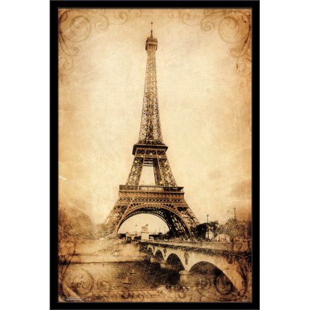 an old photo of the eiffel tower in paris, france on sepia toned paper