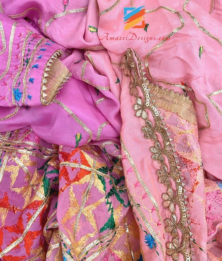 3D Aari Work Pink And Peach Shades Phulkari Gotta Patti Lace. Explore more VELVET SHAWL, DUPATTA, PHULKARI 📦 Unmatched FREE Worldwide Shipping from Canada to US, Europe, Australia, New Zealand, Norway, Belgium, Denmark, Spain, Italy, France and everywhere else. ⭐️⭐️⭐️⭐️⭐️ 5 Star Customer Reviews Manpreet, Italy ⭐️⭐️⭐️⭐️⭐️ She is very kind ☺️ she understands your needs, 👏fast shipping 📦 and amazing set, I really like it😍👌🏻 Simran, Norway ⭐️⭐️⭐️⭐️⭐️ The fastest delivery ever!! And we loved t Pink Traditional Wear With Resham Embroidery For Navratri, Pink Traditional Wear With Resham Embroidery For Festivals, Pink Semi-stitched Anarkali Set For Festivals, Pink Chanderi Set With Gota Work, Pink Zari Work Embroidered Fabric For Navratri, Navratri Pink Embroidered Fabric With Zari Work, Navratri Pink Zari Work Embroidered Fabric, Pink Embroidered Fabric With Zari Work For Navratri, Pink Resham Embroidered Dupatta For Celebration