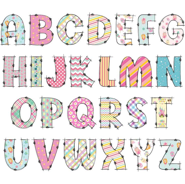 the letters are made up of different patterns