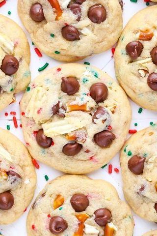 chocolate chip cookies with sprinkles and confetti