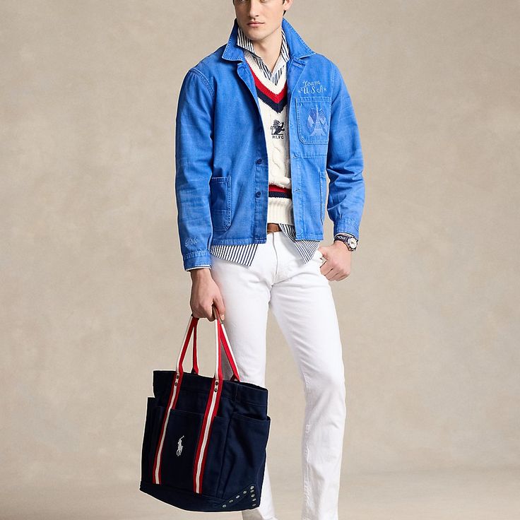 Part of the Polo Ralph Lauren Team USA Collection this unisex canvas utility tote features an official logo patch of the U.S. Olympic Team and our signature Big Pony. Casual Canvas Bag With Embroidered Logo For Travel, Casual Canvas Travel Bag With Embroidered Logo, Ralph Lauren Casual Everyday Bags, Casual Blue Bag With Logo Patch, Casual Blue Bags With Logo Patch, Casual Canvas Bags For Work, Casual Canvas Bags With Logo, Utility Cotton Canvas Bag With Pockets, Casual Canvas Logo Tote Bag