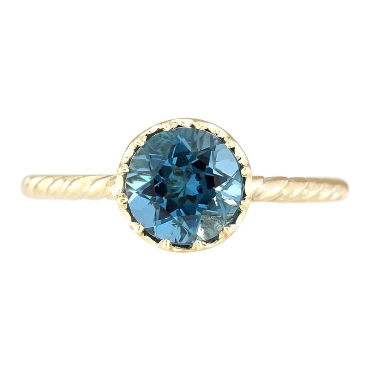 1.50 Carat Natural Topaz 14K Yellow Gold Ring - Fashion Strada Topaz Yellow, Blue Face, London Blue Topaz, Yellow Gold Ring, London Blue, Topaz Ring, Cocktail Rings, Yellow Gold Rings, Blue Topaz