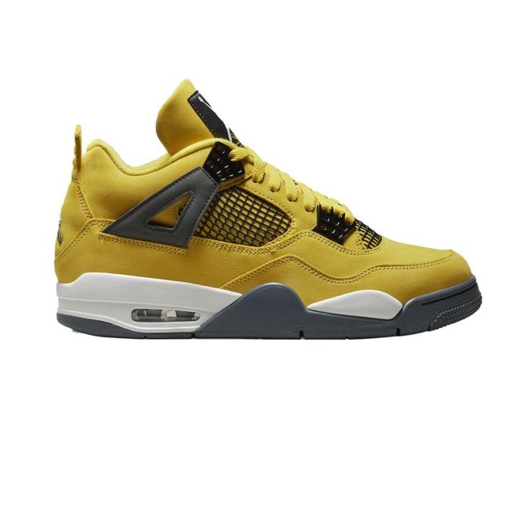 Released In 1989, The Air Jordan 4 Was The First Global Release Of The Franchise, And The First Shoe In The Line To Feature Its Signature “Over-Molded” Mesh. Another Notable Feature On The Air Jordan 4 Ogs Was The Nike Air Logo Featured On The Heel, A Nod To The Way Jordan Himself Always Appeared On The Court, Defying Gravity. The Shoe Appeared In Spike Lee’s Film, Do The Right Thing, Transcending The World Of Sports To Make A Significant Impact On Pop Culture Forever. Modern Yellow Lace-up Sneakers, Leather Jordan Shoes With Perforations For Streetwear, Jordan Shoes With Perforations For Streetwear, Modern Yellow Custom Sneakers For Sports, Modern Custom Sneakers With Perforations For Streetwear, Modern Custom Yellow Sneakers For Sports, Air Jordan 4 Lace-up With Abzorb Midsole For Streetwear, High-top Jordan Shoes With Perforated Toe Box For Streetwear, Modern Yellow Sneakers With Boost Midsole