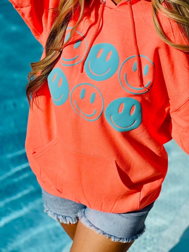 Smiley Neon Tee/Hoodie Yes, she really is THAT BRIGHT in person🥹😍 Aqua puff fontNeon coral color$35, SM-4XL Tee$50, SM-4XL Hoodie TAT: 5-7 business days Sweatshirt Designs Cricut, Casual Relaxed Fit Hoodie With Screen Print, Casual Hoodie With Screen Print, Spring Leisure Hoodie With Graphic Print, Summer Pink Cotton Hoodie, Casual Summer Hoodie With Graphic Print, Pink Casual Sweatshirt For Leisure, Spring Hoodie With Screen Print And Relaxed Fit, Spring Hoodie With Screen Print In Relaxed Fit