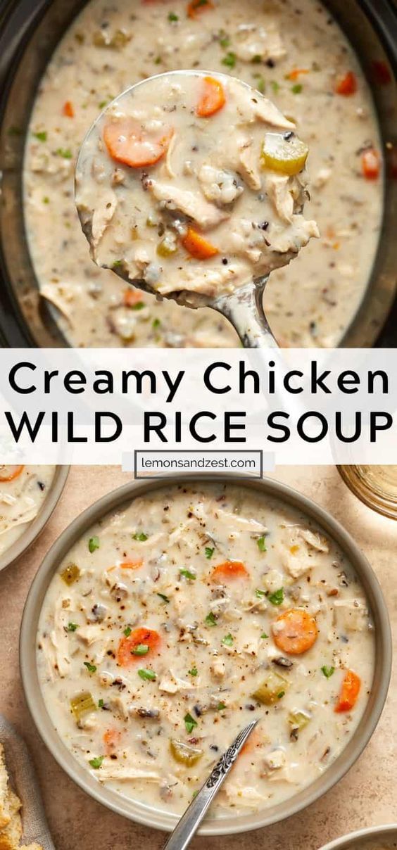 creamy chicken wild rice soup in a crock pot