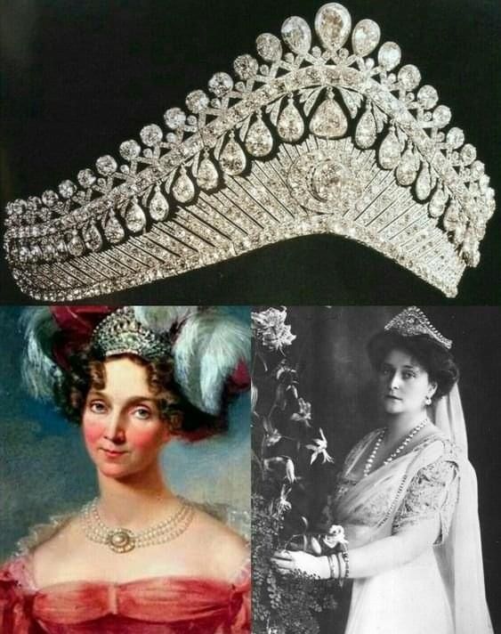 an old fashion tiara is shown in three different pictures