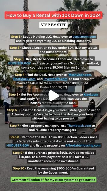 a car with the words how to buy rental with 10k down in 2014