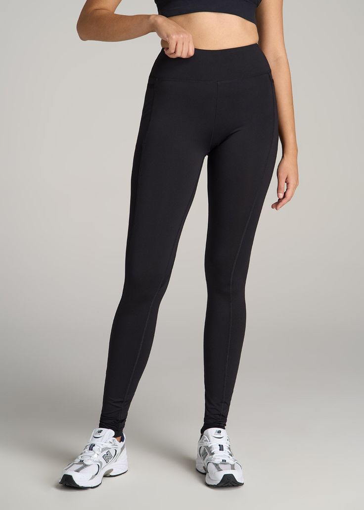 About Our Tall Leggings with Pockets One word: pockets. Not only are these leggings for tall women long enough to go past your ankles, but they also provide the perfect blend of style and function, with a convenient side panel pocket where you can stash your phone or credit card. Leggings are a staple in every woman’s wardrobe – whether you’re out for a jog, running around town or working from home, they go with absolutely everything. And now, you won’t have to deal with lengths that are too sho Athleisure Chic, Tall Leggings, Matching Sweatshirts, Tall Pants, Leggings With Pockets, Long Leggings, Tall Girl, Pocket Leggings, Elastic Waist Pants