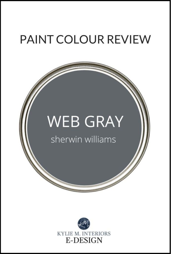 the cover of paint color review web gray by sherylin williams, featuring an image of