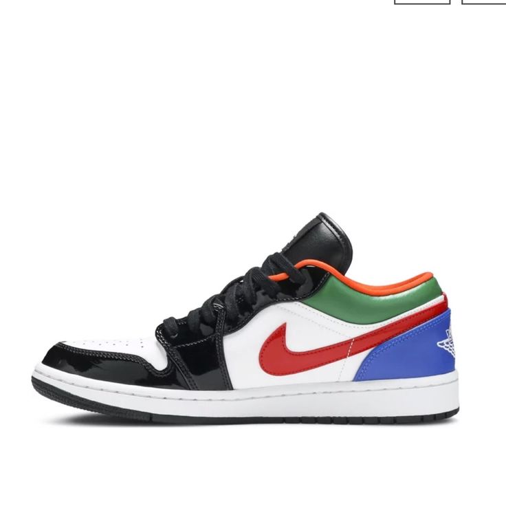 New Without Box 100% Authentic Modern Multicolor Low-top Custom Sneakers, Sporty Multicolor Sneakers With Red Sole, Nike Air Jordan Low, Jordan Wmns, Nike Noir, Air Jordan Low, Jordan Low, Shoes Nike Air, Air Jordan 1 Low