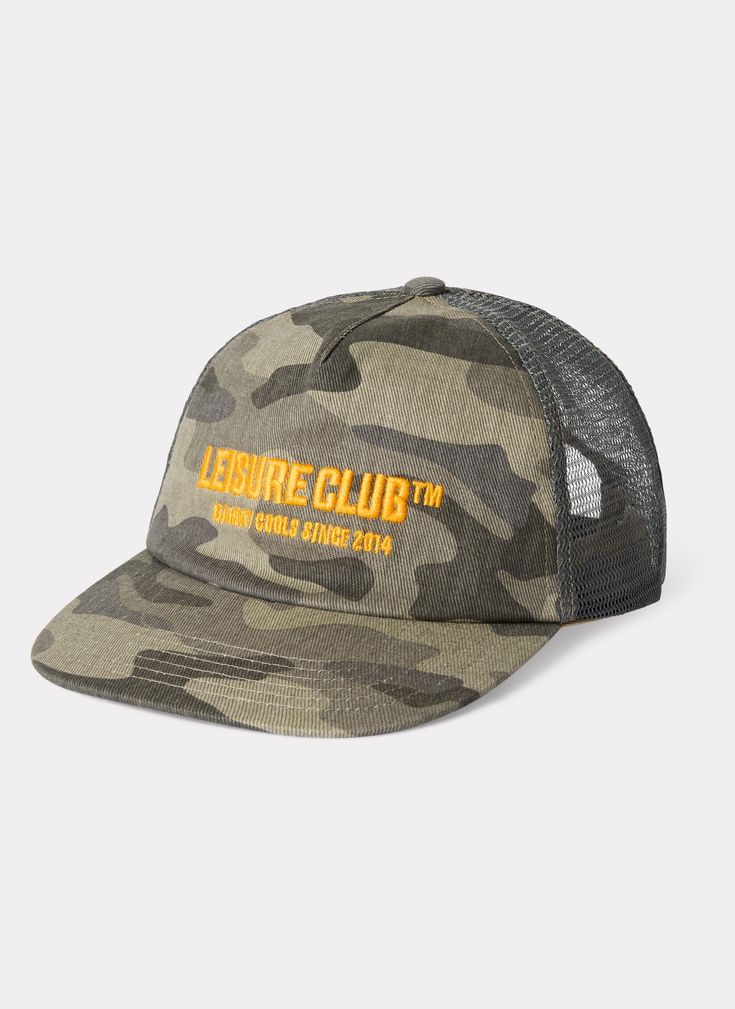 The LC Trucker Cap in Camo - 5 panel construction with Camo Twill Front, Polyster Mesh back with snapback closure. Embroidered Logo Adjustable closure for various head sizes 100% Cotton Front, 100% Polyester Trucker back Shallow Fit Trucker Adjustable Snapback Hat With Letter Print, Summer Snapback Baseball Cap With Logo Patch, Summer Snapback Hat With Logo Patch And Flat Brim, Flat Brim Snapback Hat With Logo Patch For Summer, Trucker Baseball Cap With Flat Brim For Streetwear, Summer Snapback Cap With Logo Patch, Urban Style Summer Trucker Hat With Flat Bill, Urban Style Flat Bill Trucker Hat For Summer, Urban Adjustable Trucker Hat With Logo Patch